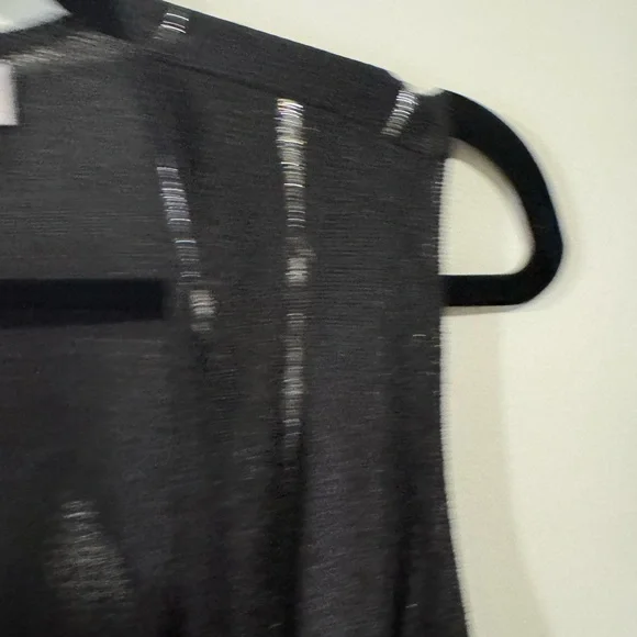 LuLaRoe Joy Open-Front Sleeveless Cardigan Sweater Vest Black Silver Geometric M - Picture 2 of 9